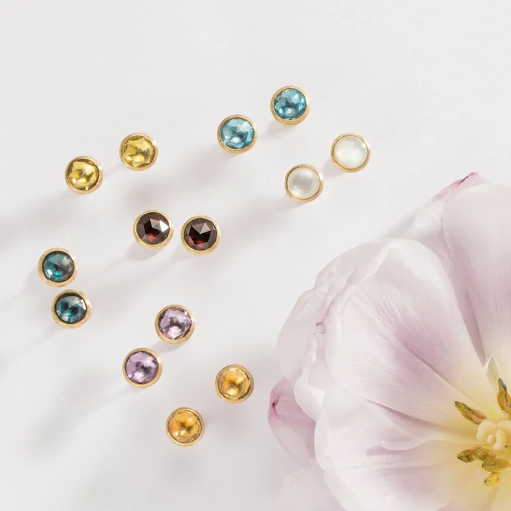 Marco Bicego Jaipur Color Mini Button Earrings with Blue Topaz