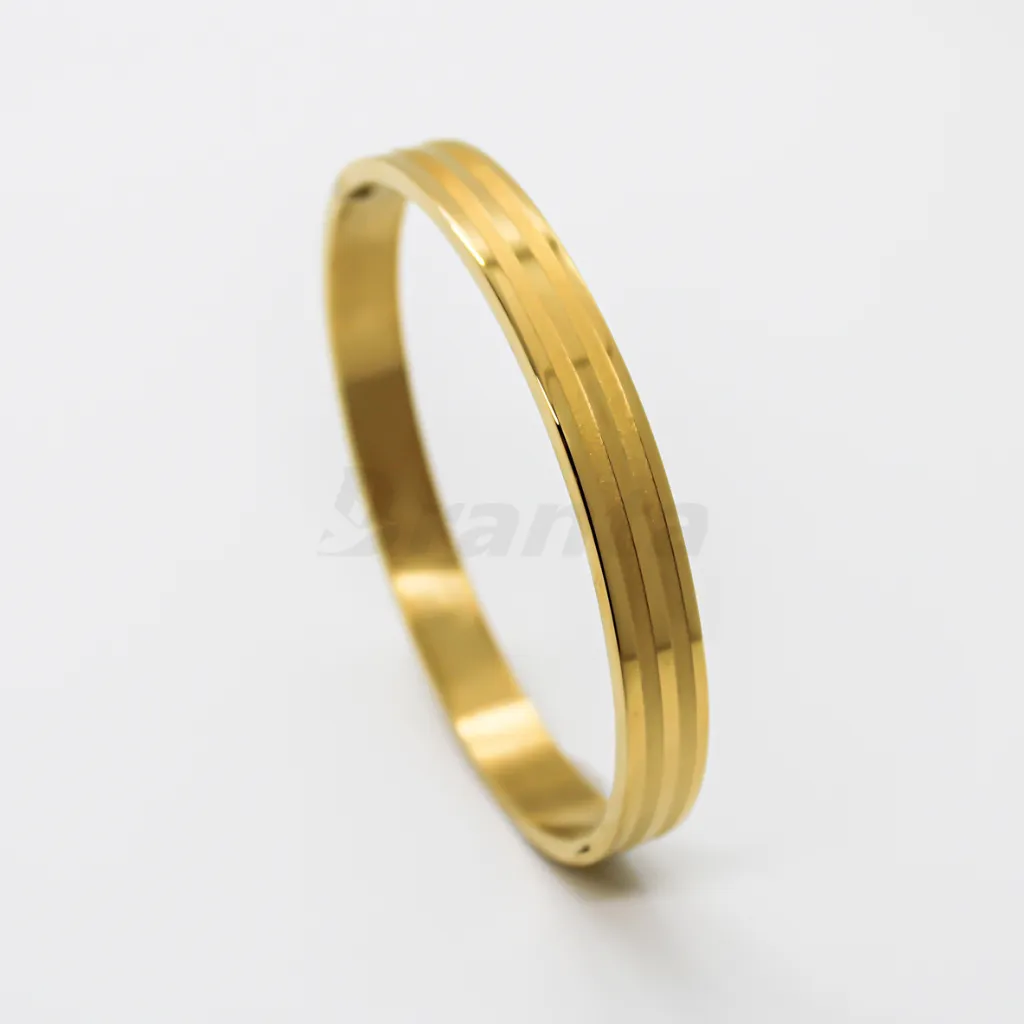 Matte and Glossy Lined Gold Bracelet For Men