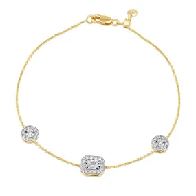 Meera Emerald Halo Station Bracelet with 1/2ct of Laboratory Grown Diamonds in 9ct Yellow Gold