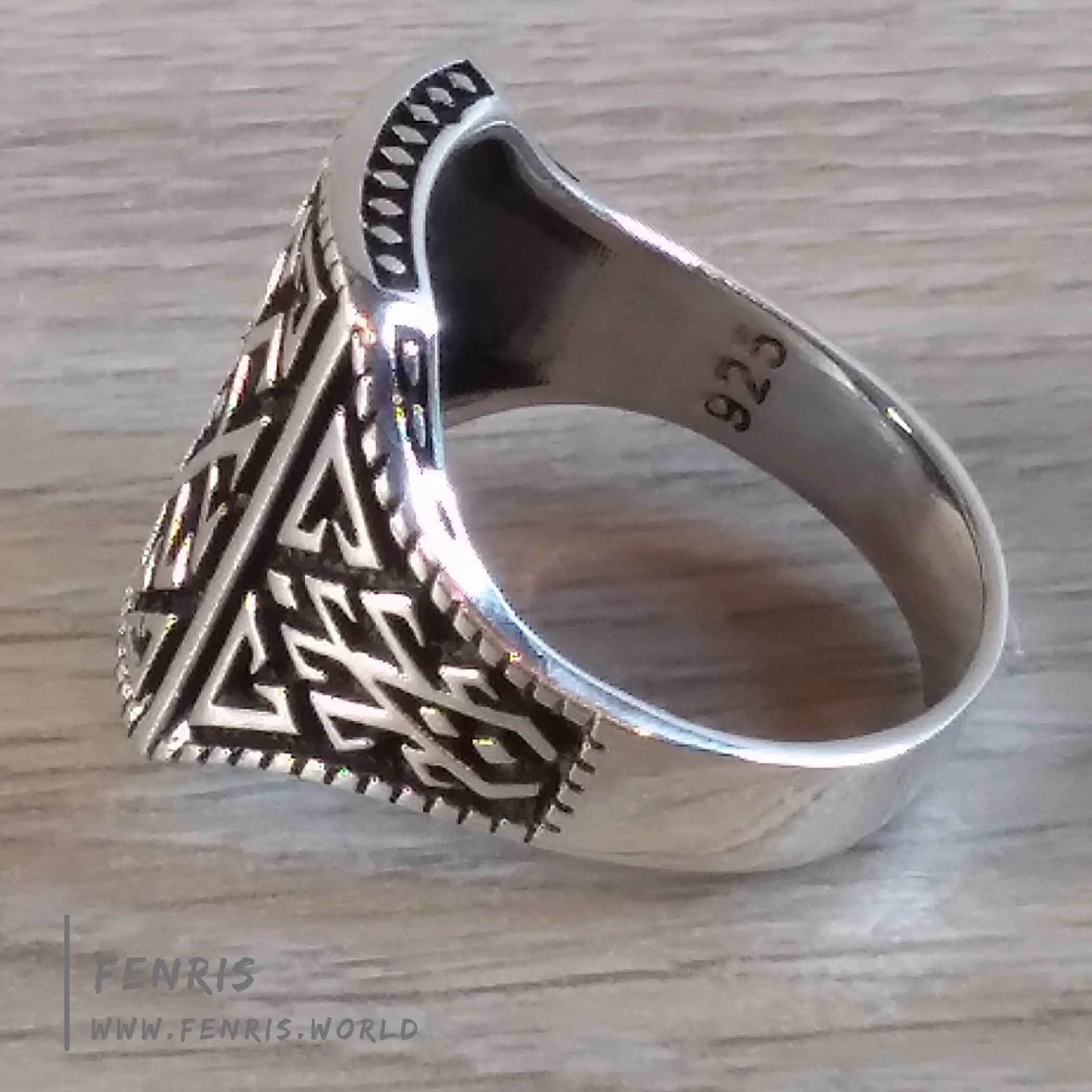 Mens 925 Sterling Silver Ring Nordic Geometric Design