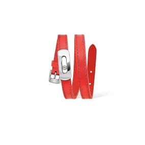 MESSIKA, MY MOVE LEATHER BRACELET, CHERRY RED, WHITE GOLD