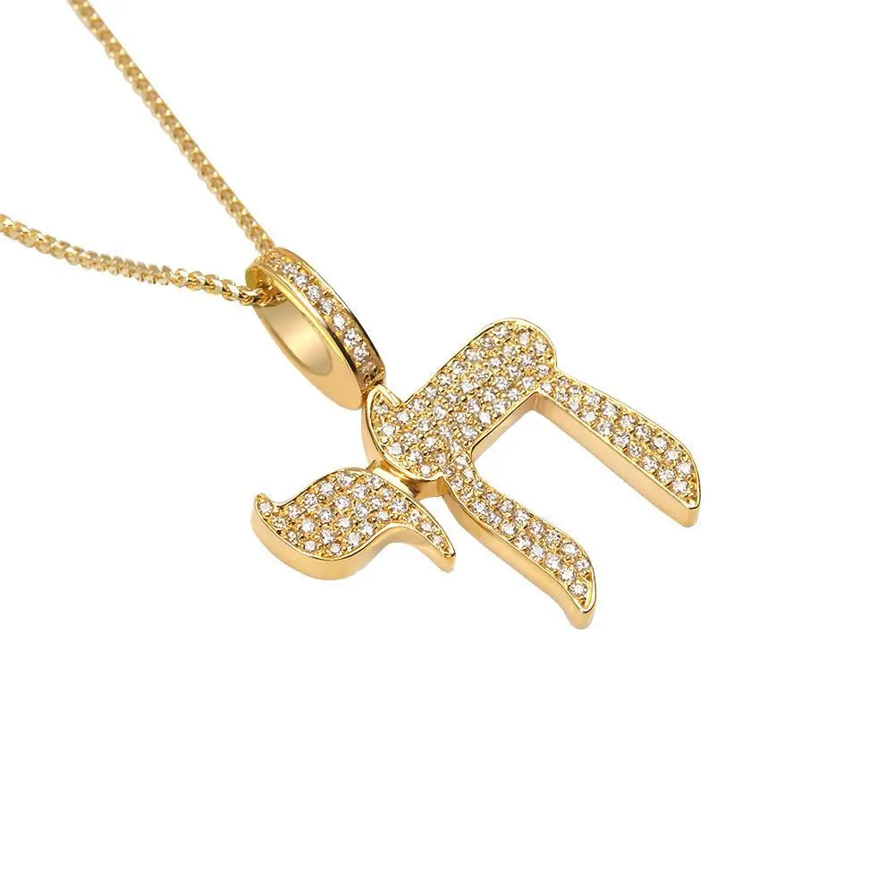 Micro Diamond Chai Life Necklace Pendant