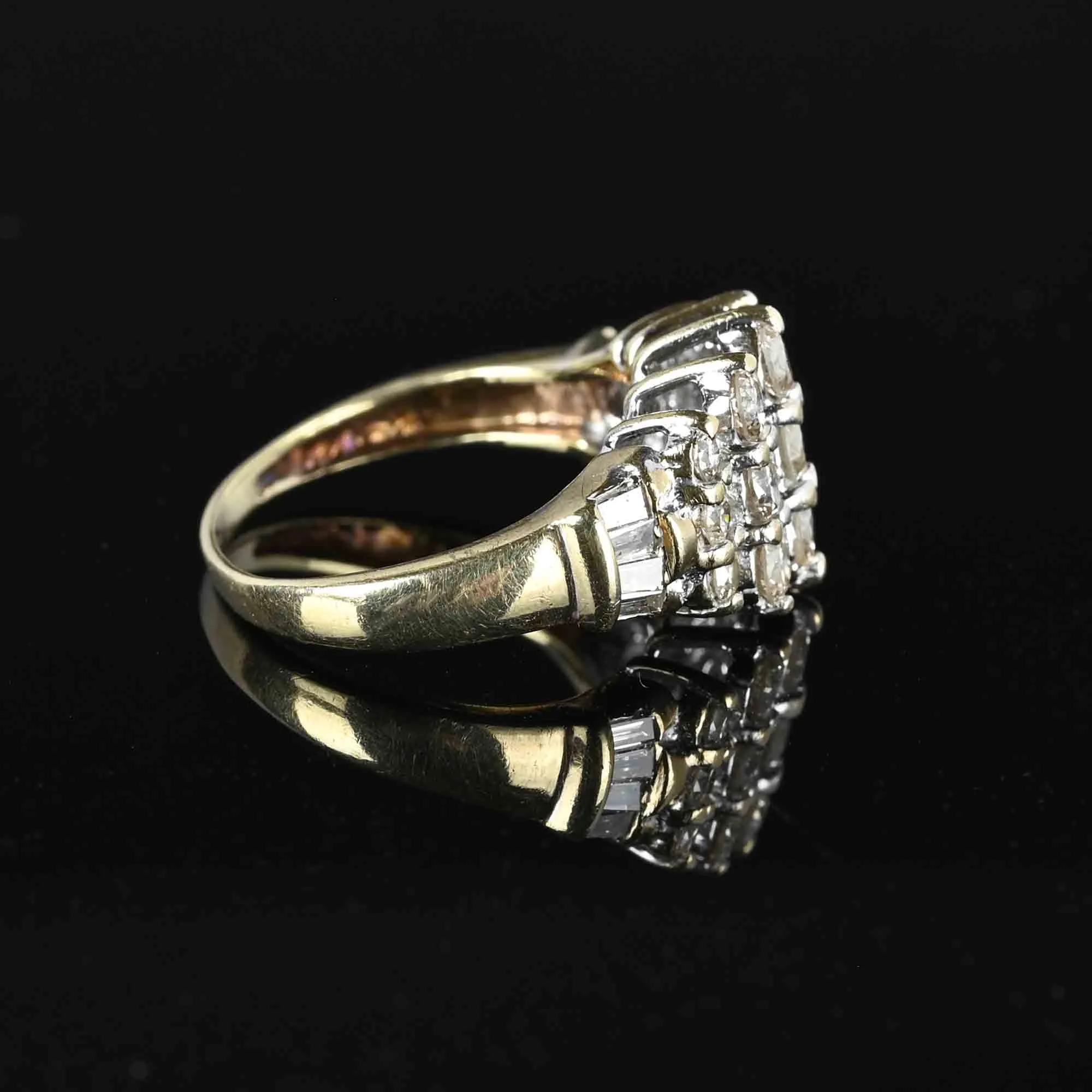 Mid Century .85 Carat Diamond Cluster Ring