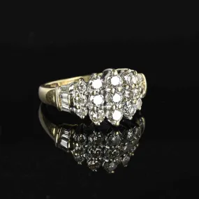 Mid Century .85 Carat Diamond Cluster Ring