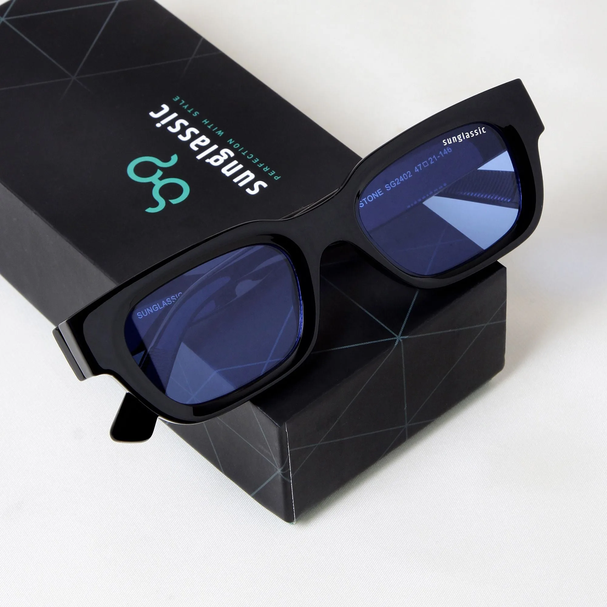 Milestone Black Blue Square Sunglasses