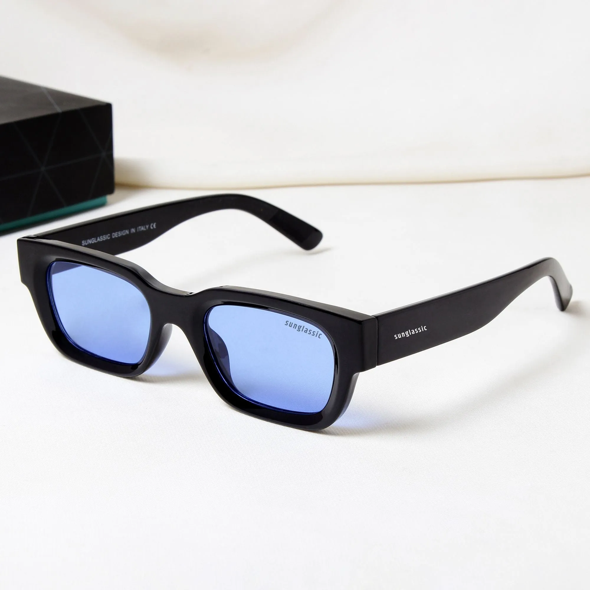 Milestone Black Blue Square Sunglasses