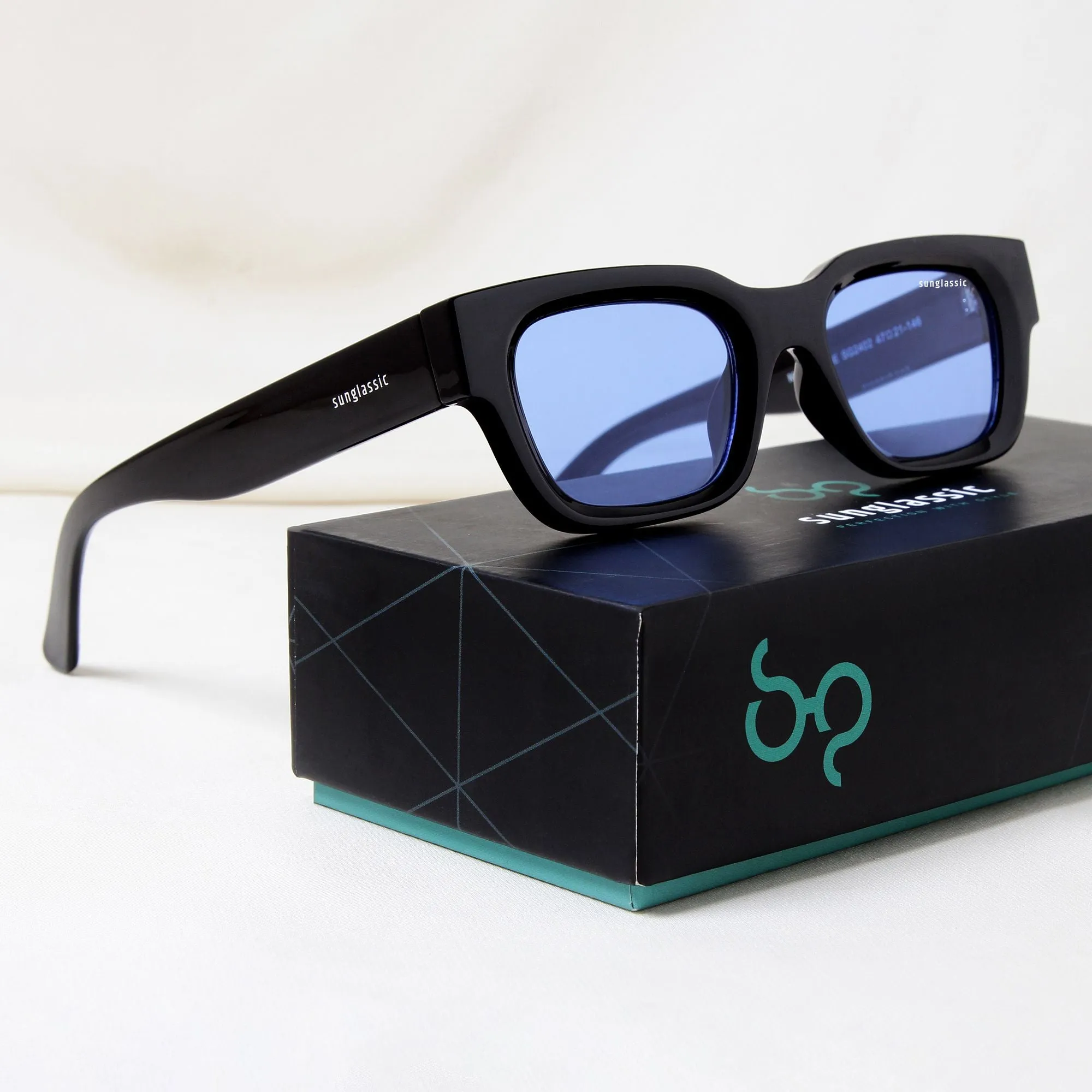 Milestone Black Blue Square Sunglasses