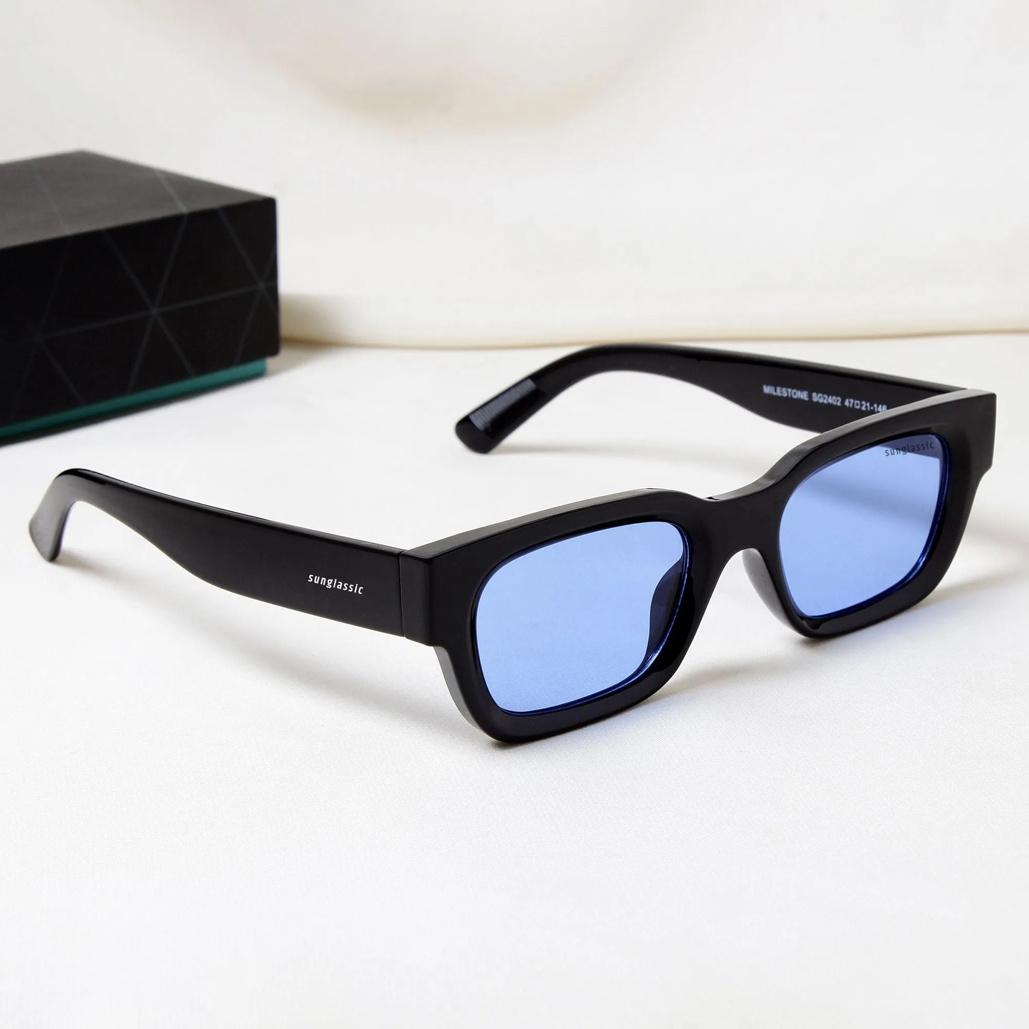 Milestone Black Blue Square Sunglasses