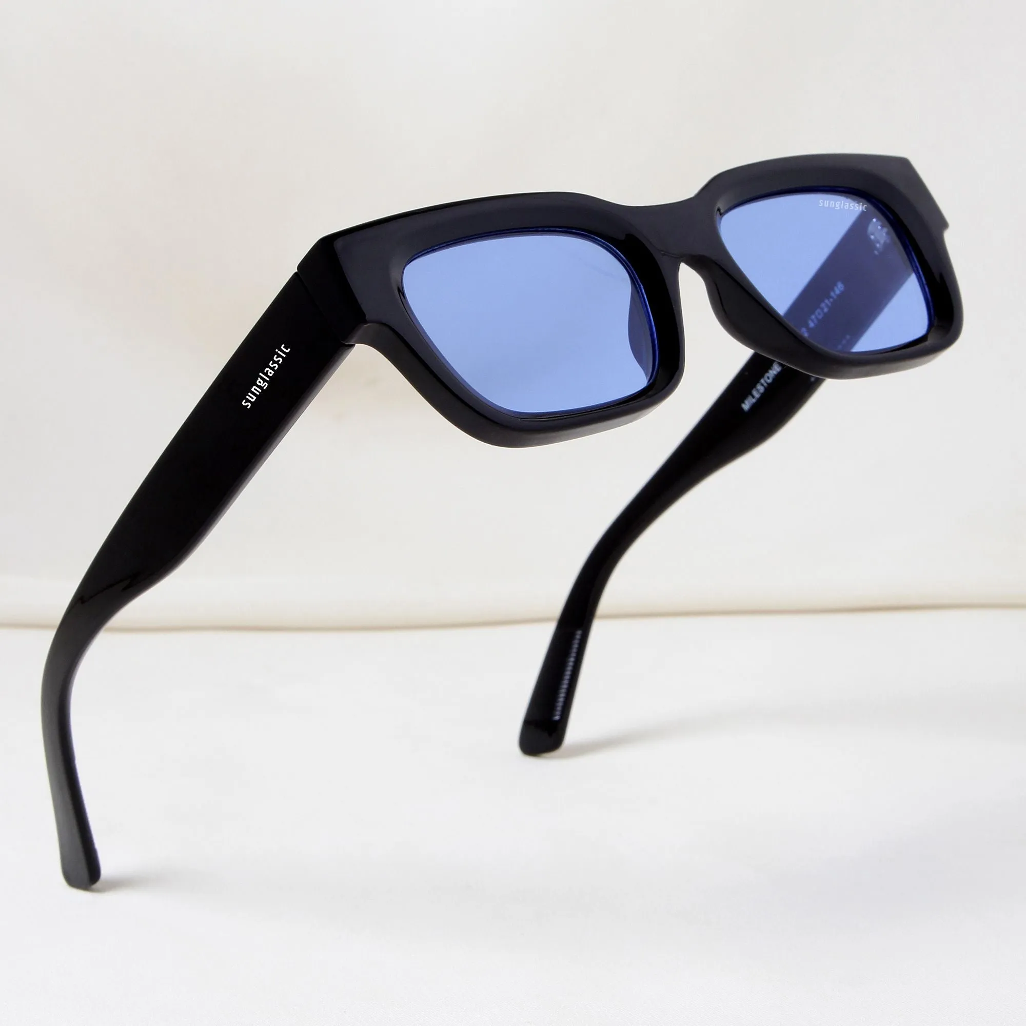 Milestone Black Blue Square Sunglasses