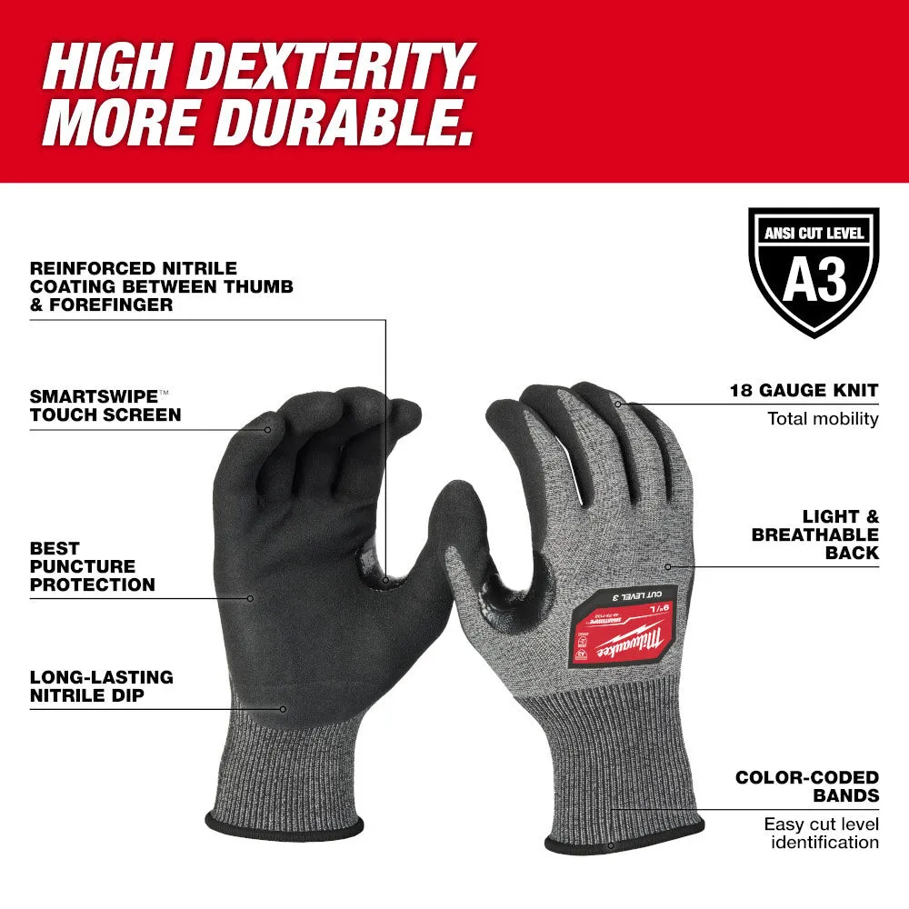 Milwaukee 48-73-7130 Cut Level 3 High-Dexterity Nitrile Dipped Gloves - S