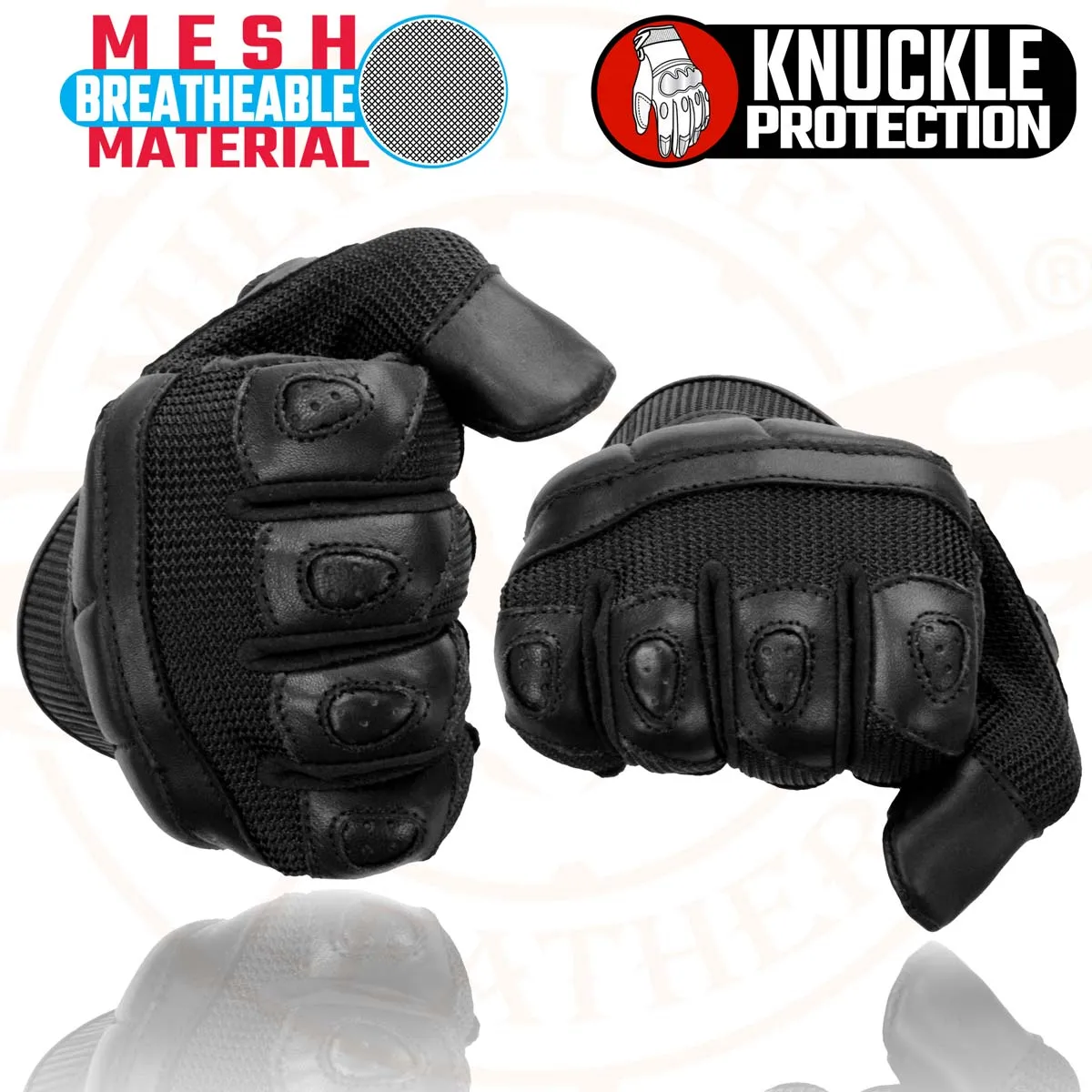 Milwaukee Leather SH802 Women's Black Leather and Mesh Racing Motorcycle Gloves w/ Padded Fingers