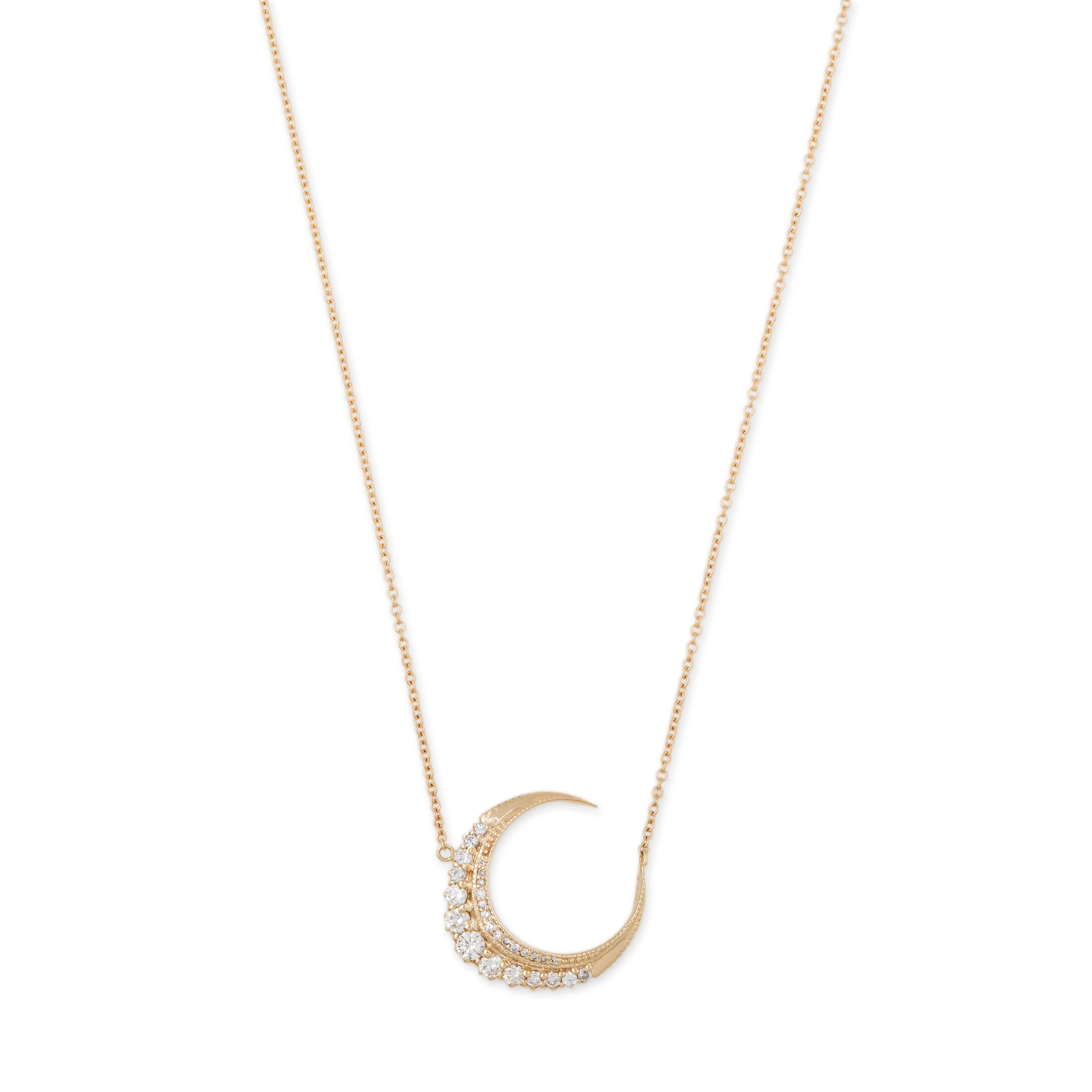 MINI DIAMOND CRESCENT MOON NECKLACE