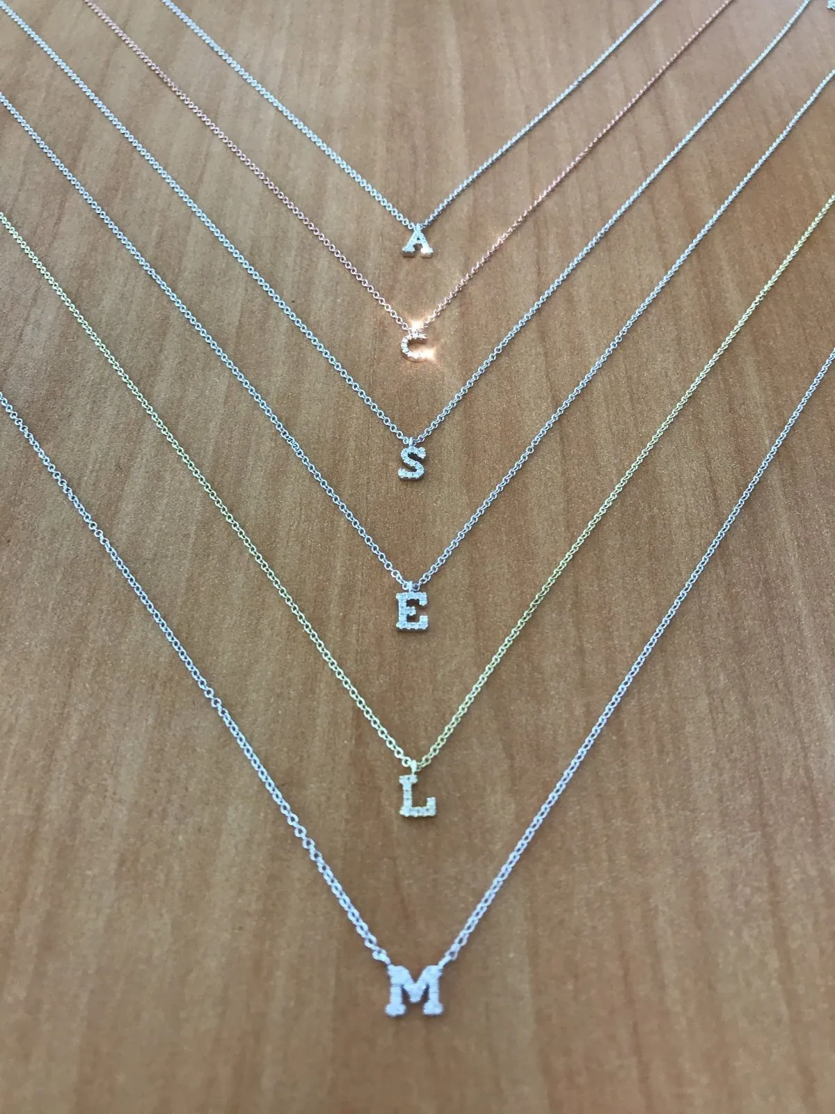 Mini Diamond Initial "M" Necklace - BJ1N5756