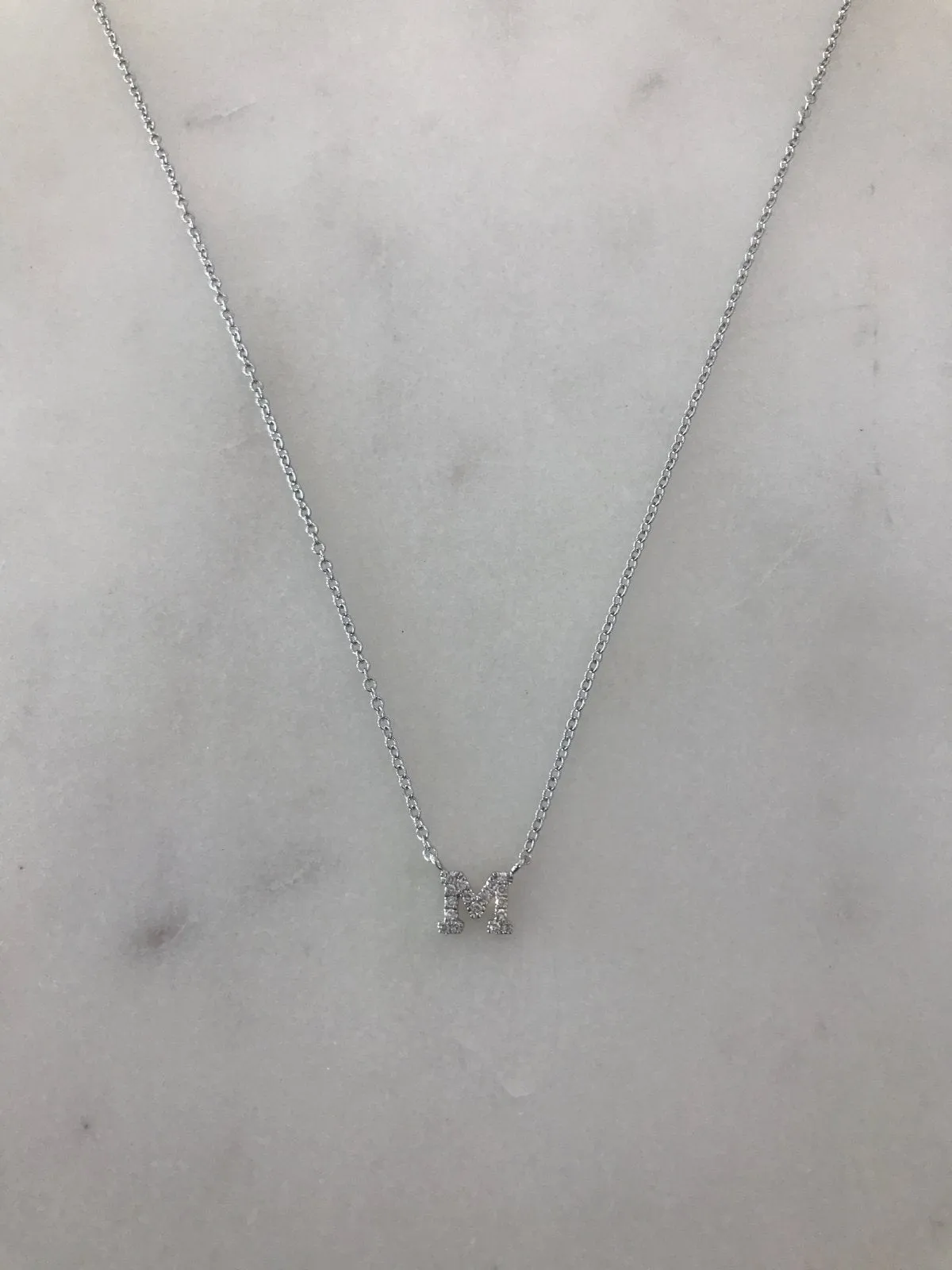 Mini Diamond Initial "M" Necklace - BJ1N5756