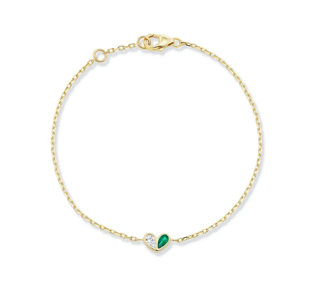 Mini Sweetheart Bracelet Diamond & Emerald