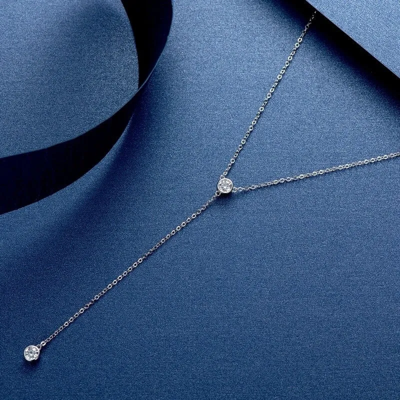 Moissanite Diamond Lariat Necklace