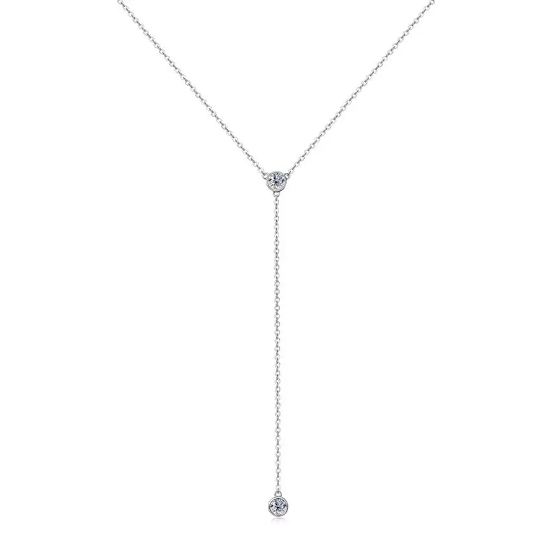 Moissanite Diamond Lariat Necklace