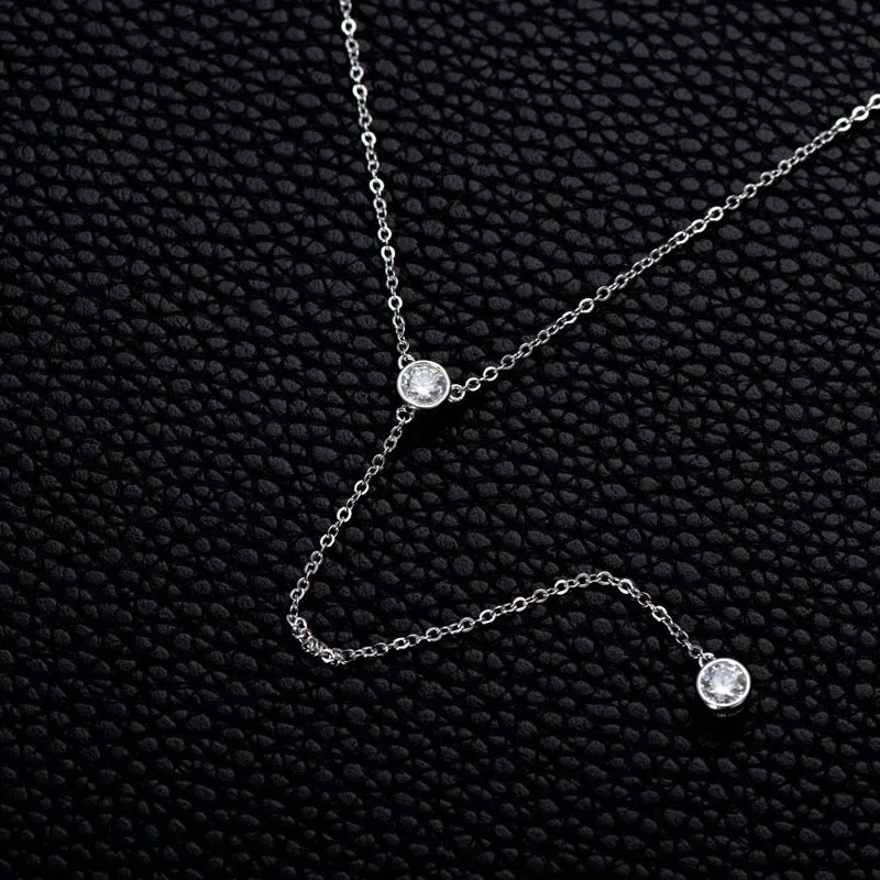 Moissanite Diamond Lariat Necklace