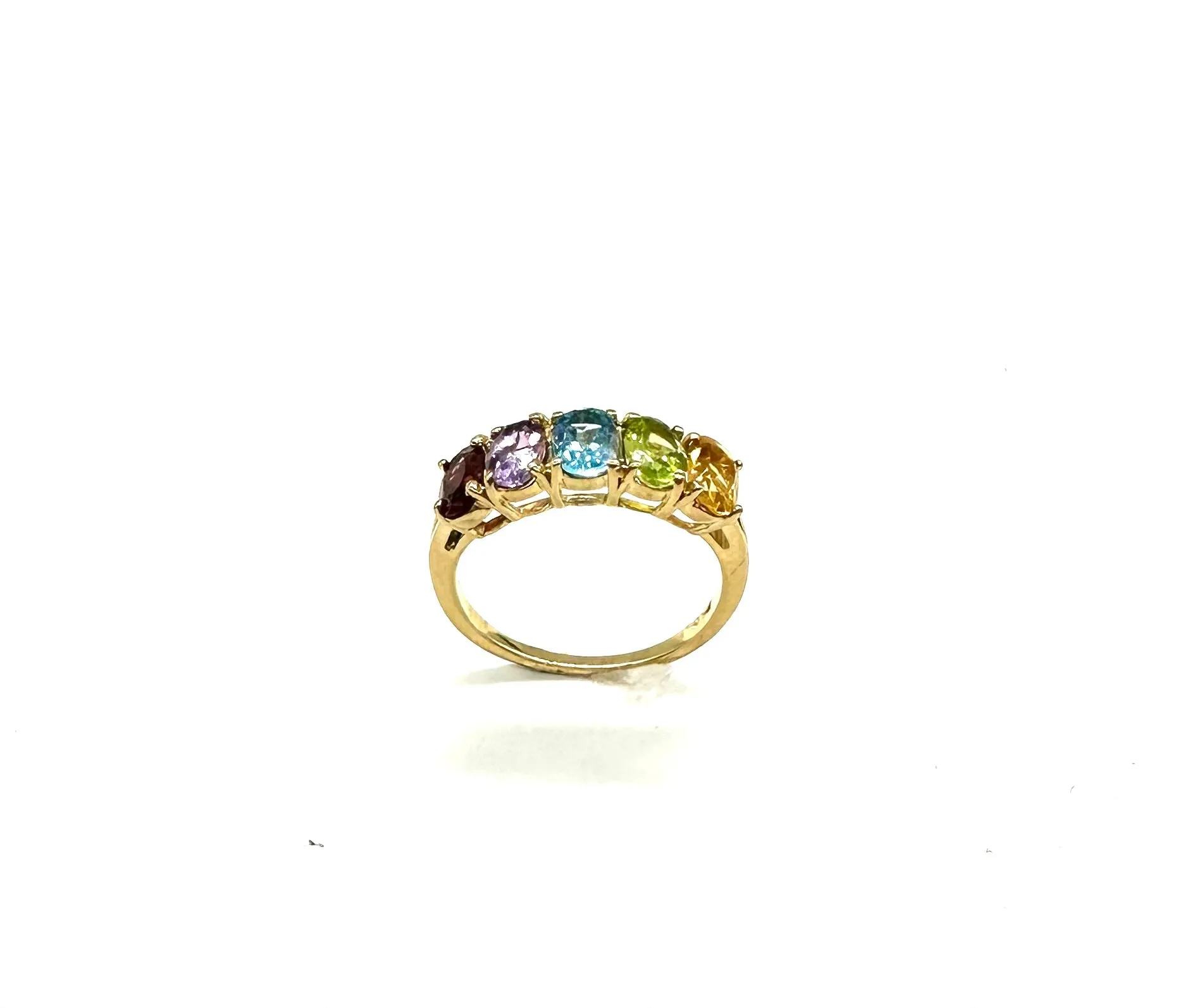 Multi-Color Gemstone 5 Stone Ring