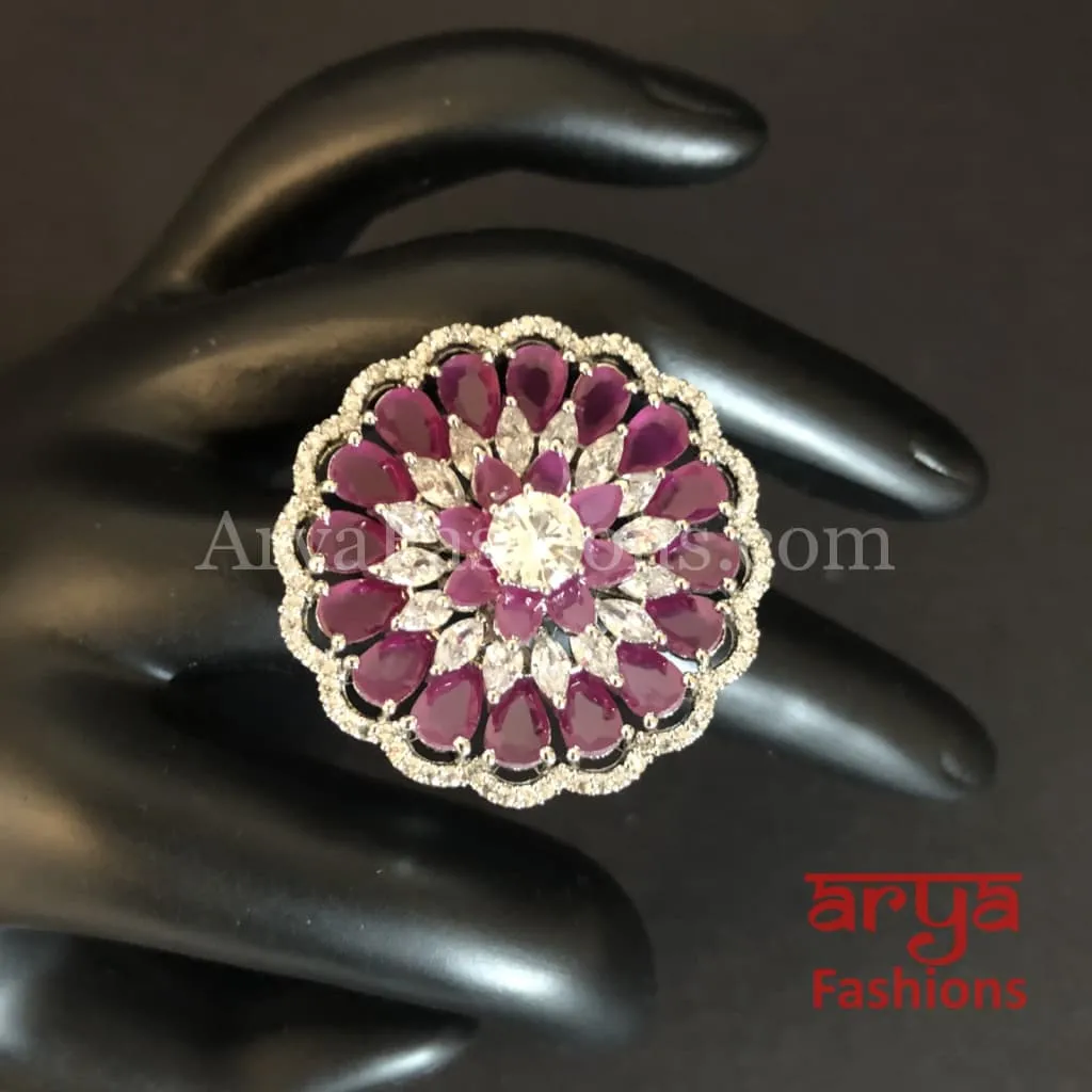 Naavi Cubic Zirconia Statement Victorian Cocktail Ring