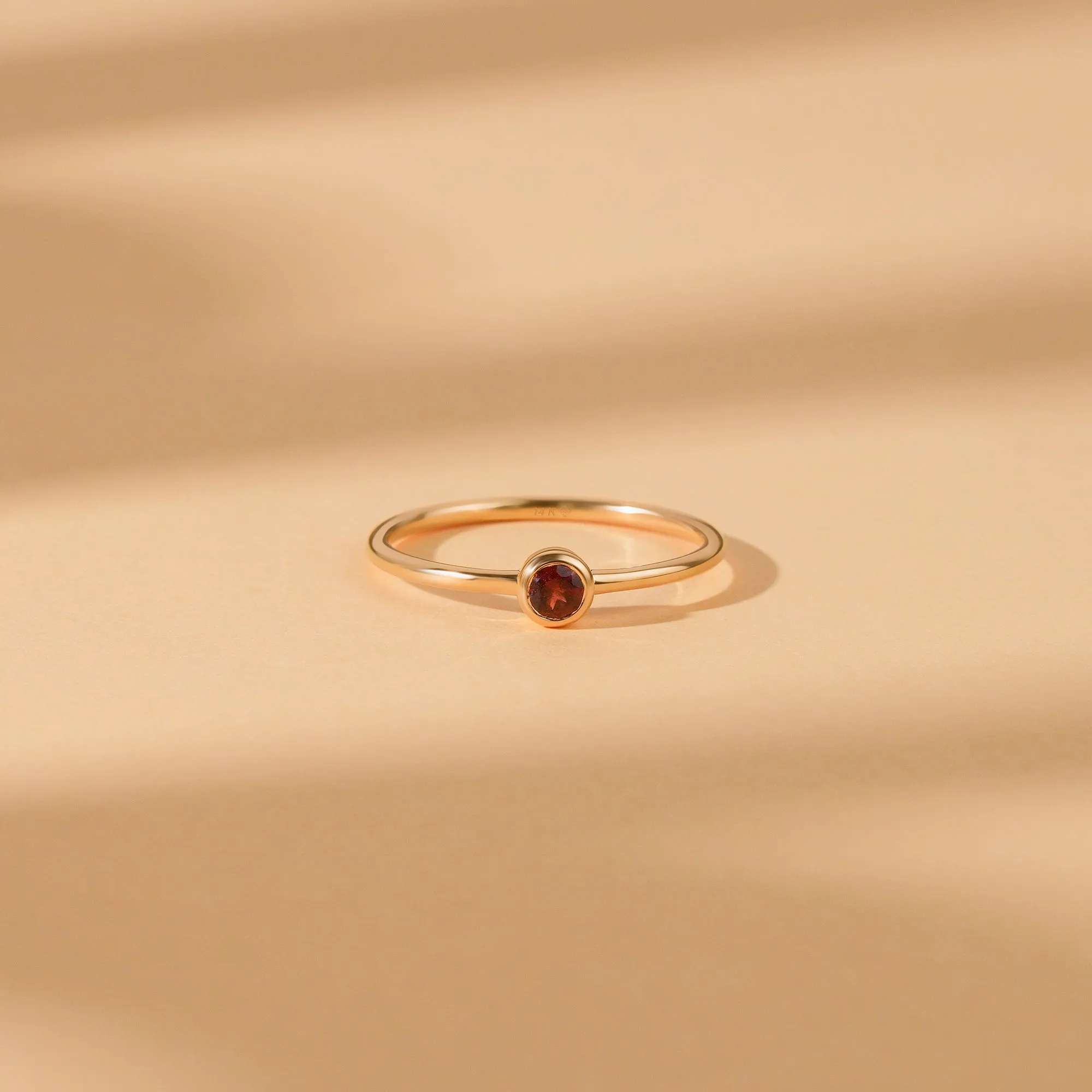 Natural Garnet Bezel Ring, Vienna