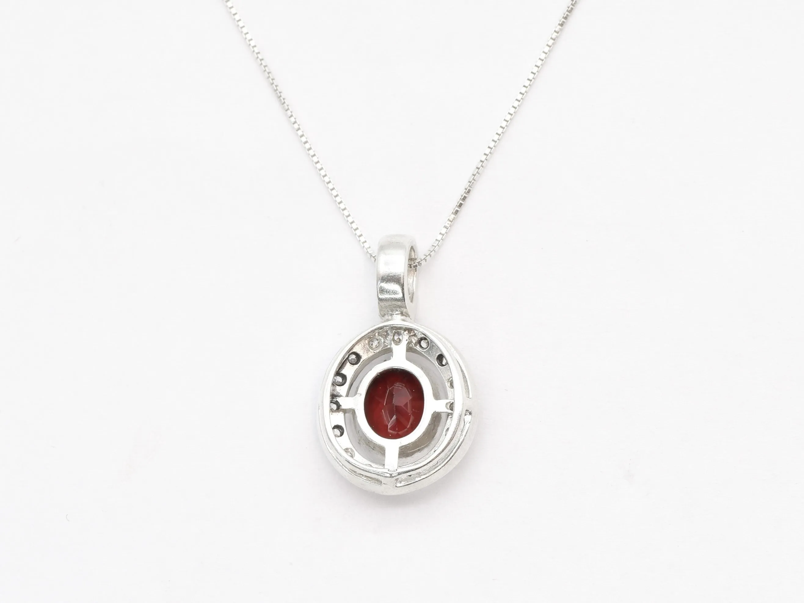 Natural Garnet Pendant - Red Vintage Necklace - Red Diamond Necklace