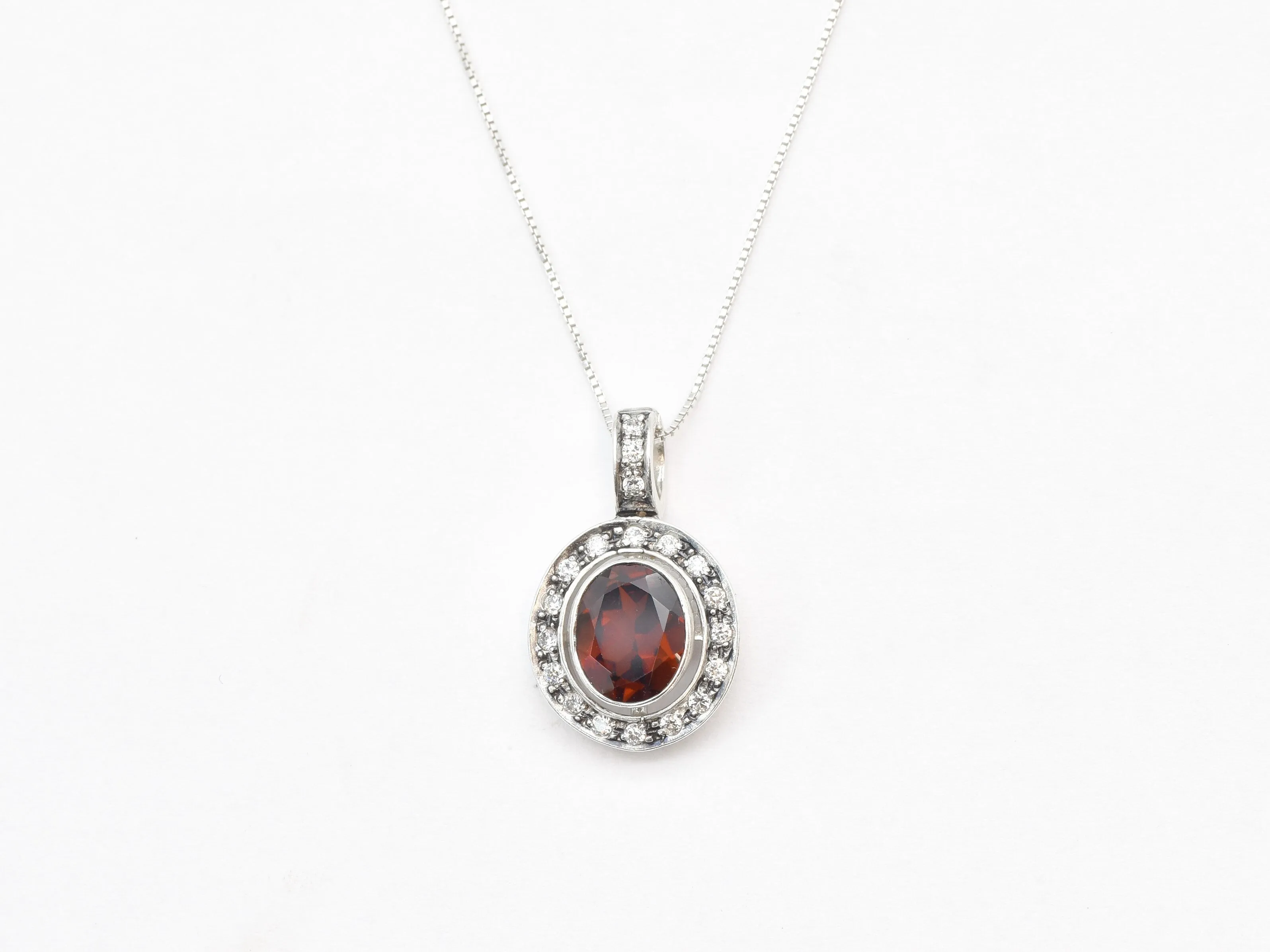 Natural Garnet Pendant - Red Vintage Necklace - Red Diamond Necklace