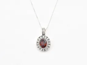 Natural Garnet Pendant - Red Vintage Necklace - Red Diamond Necklace