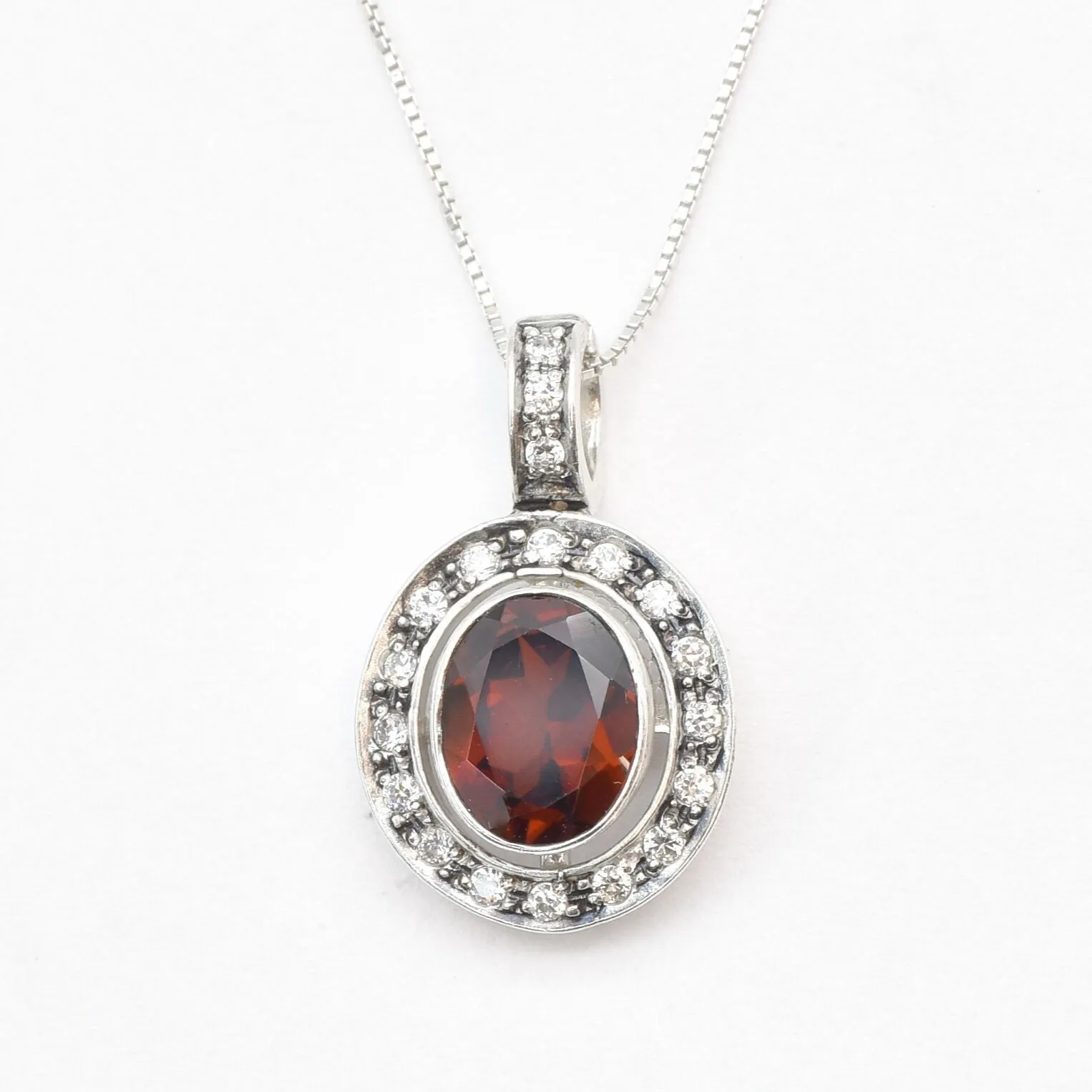 Natural Garnet Pendant - Red Vintage Necklace - Red Diamond Necklace