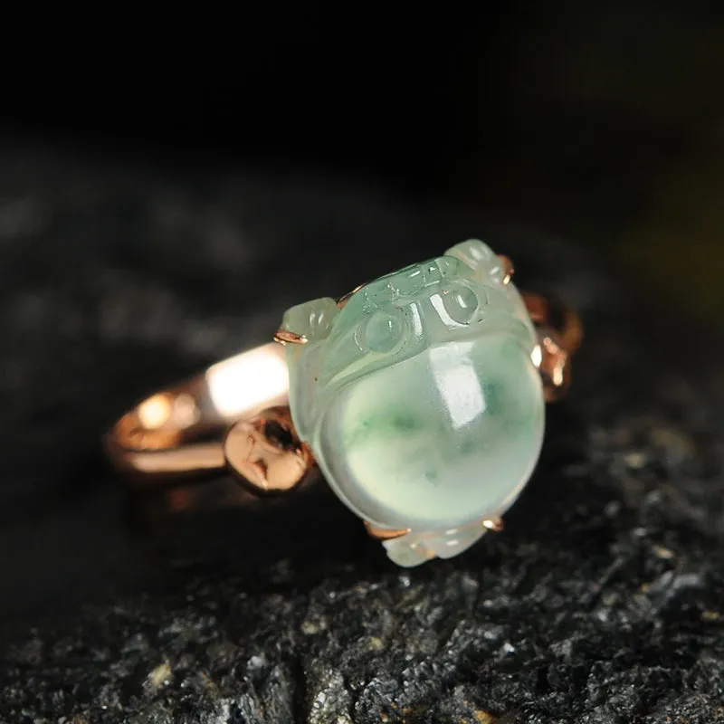 Natural Jade Ring Jadeite Gold Toad Ring RG83