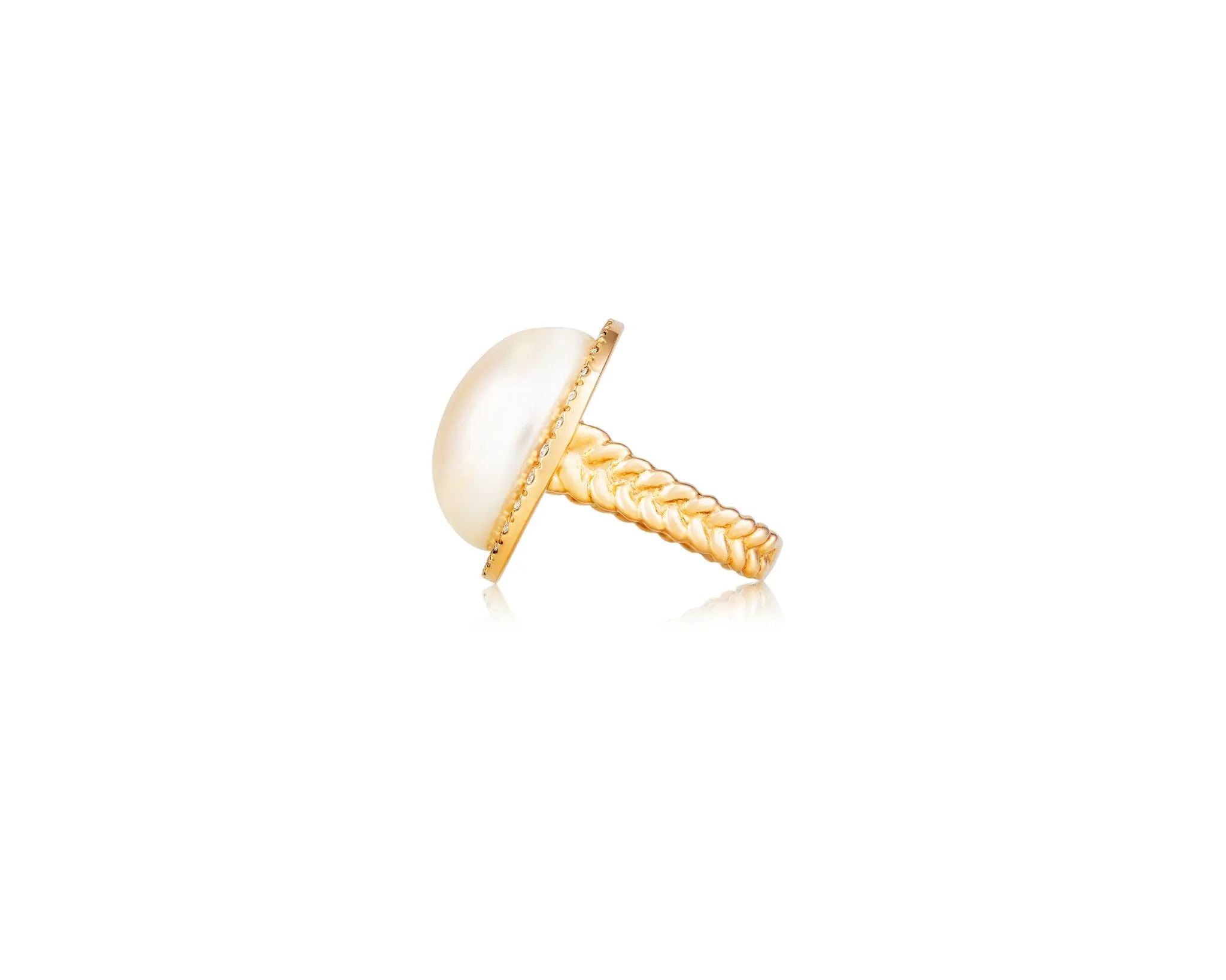 Natural Pearl Diamond Ring