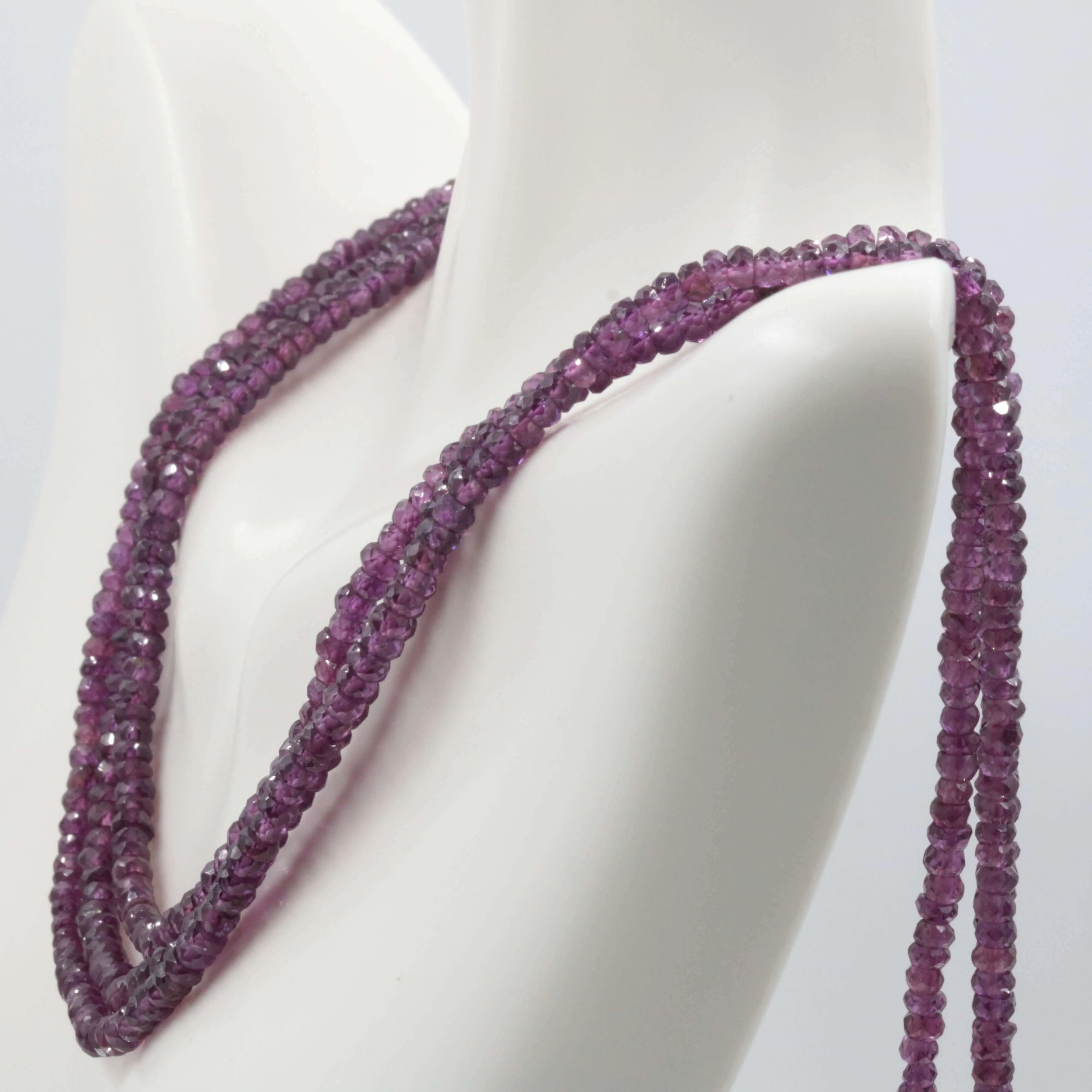 Natural Rhodolite Garnet Multi-Strand Faceted Bead Necklace Rhodolite Necklace Purple Garnet Necklace SKU 6142706 6142707