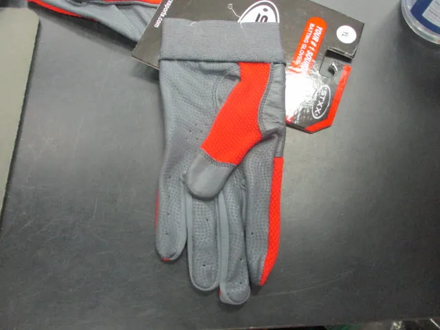 New STXX SheepSkin Leather Batting Gloves Red/Gray Size Adult XL