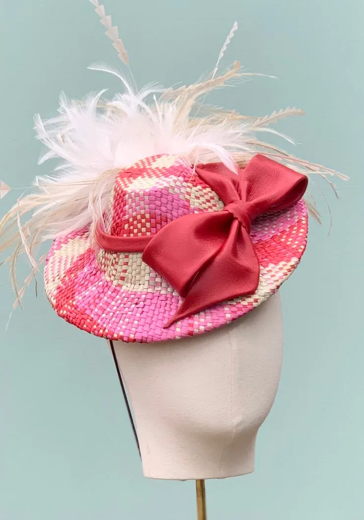 Nicole Fascinator in Pink Plaids