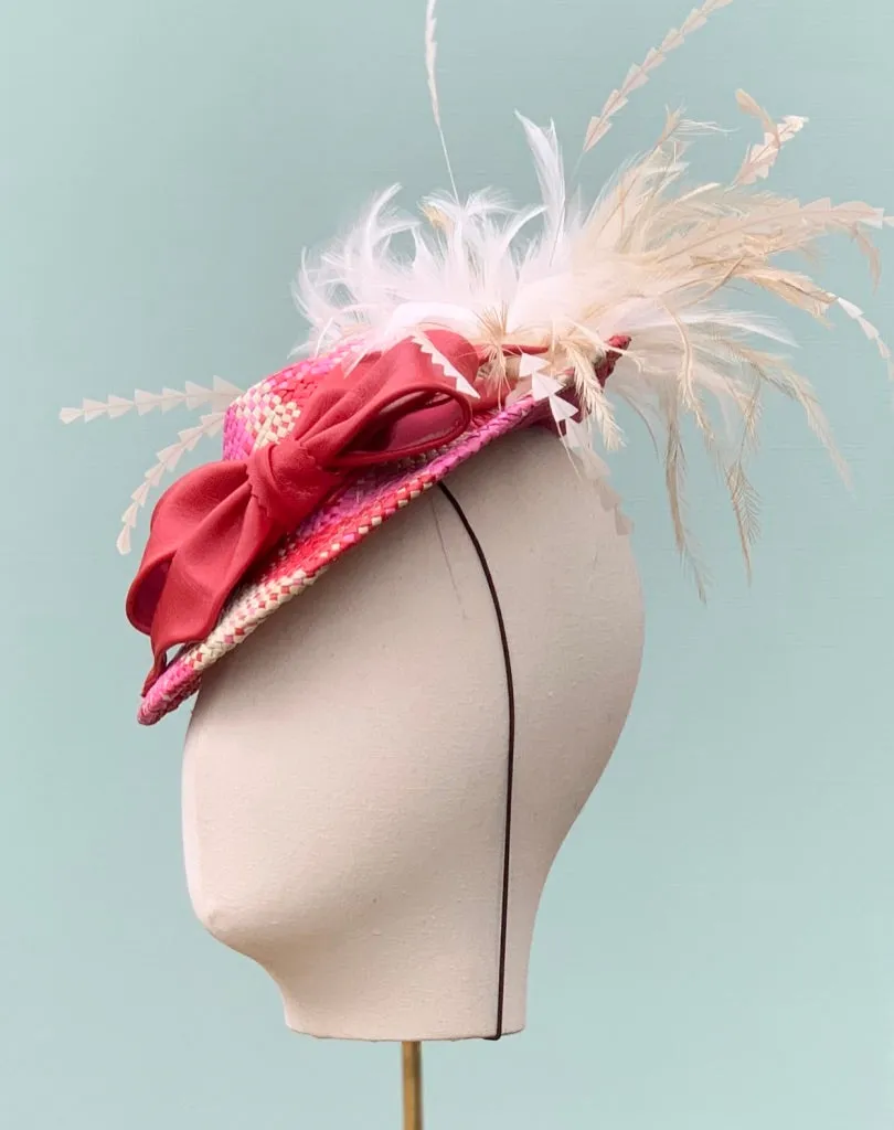 Nicole Fascinator in Pink Plaids