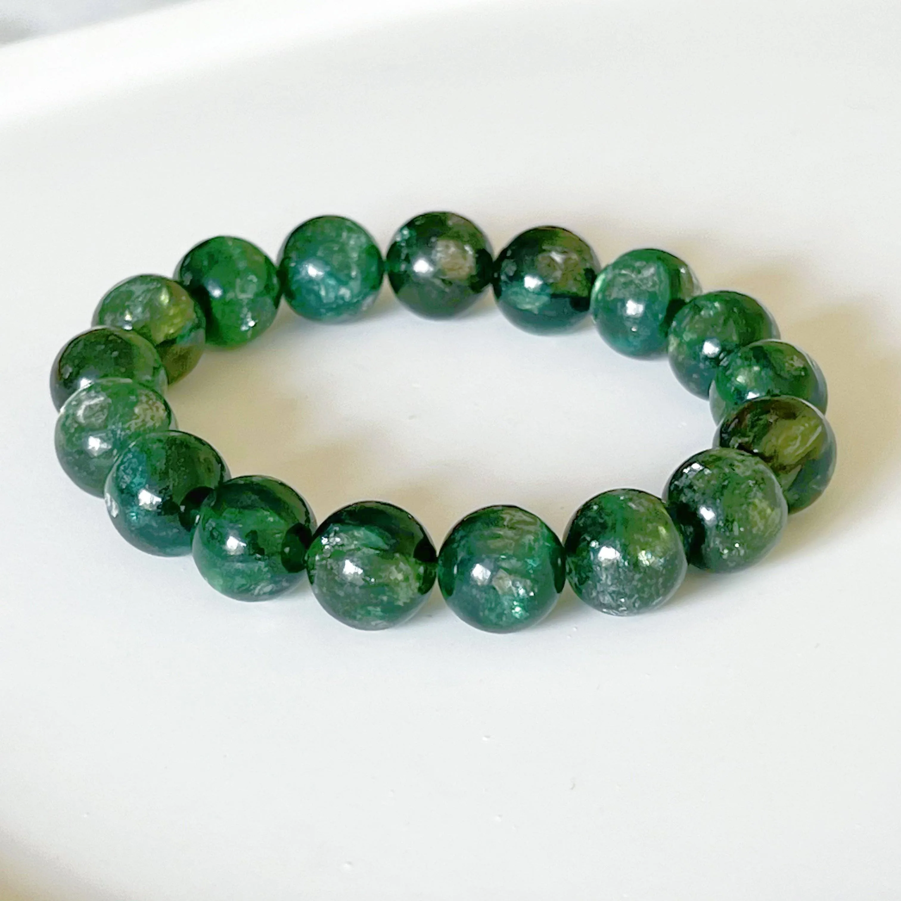 Ninaouity - Heart Chakra Emerald Green Lepidolite Crystal Bracelet