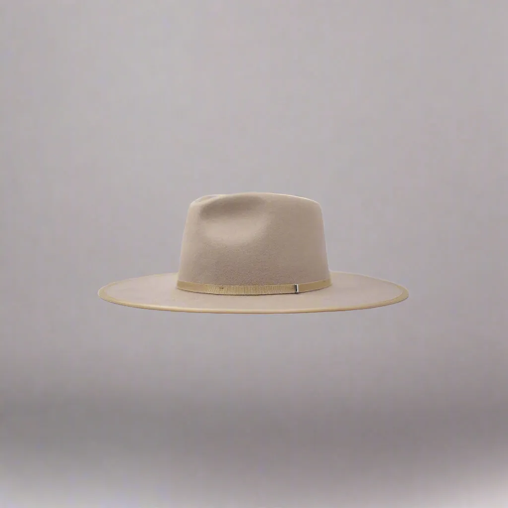 Olive & Pique - BILLIE - 100% Wool Felt Rancher, Satin Lined, Beige Hat