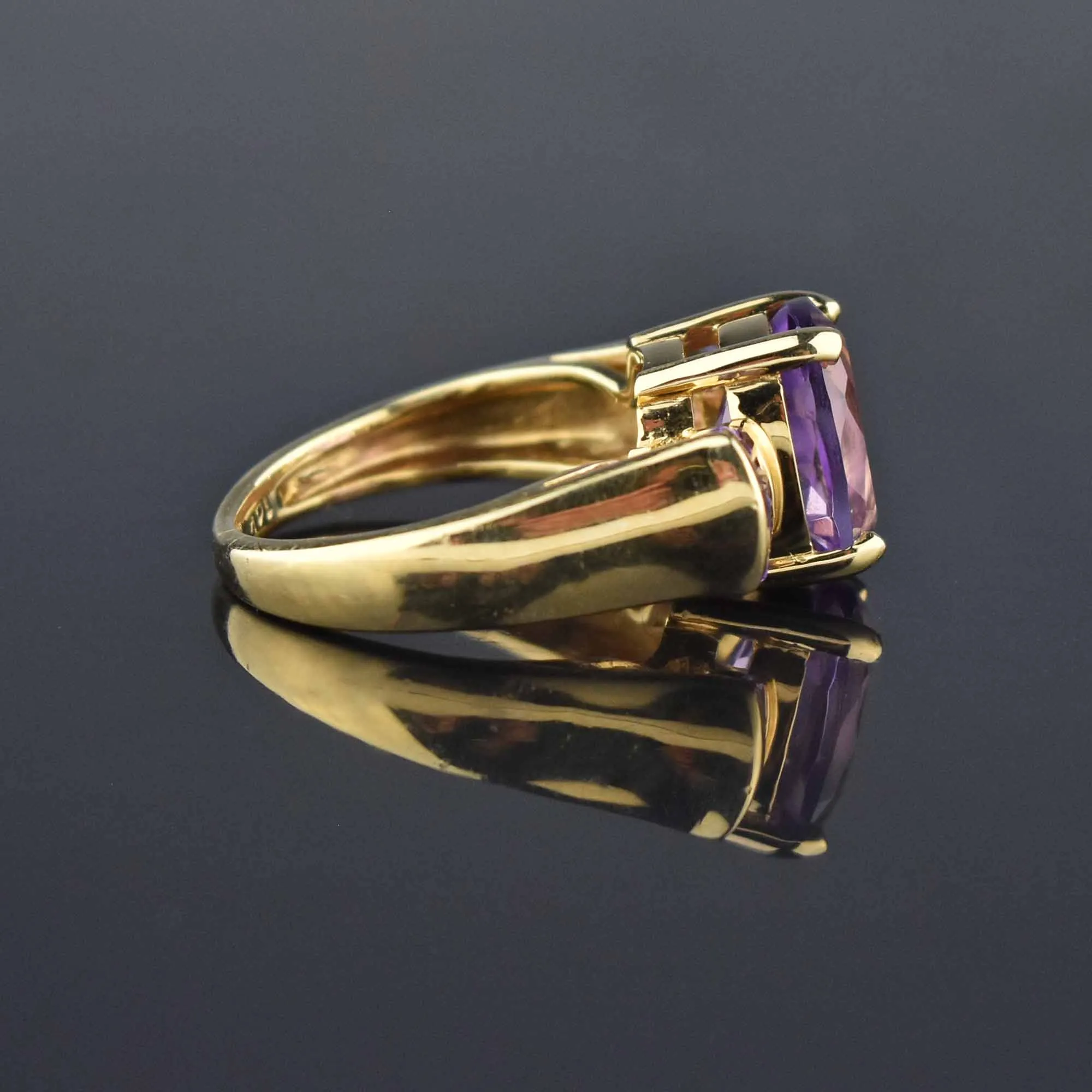 ON HOLD Oval Baguette Natural Amethyst 14K Gold Cocktail Ring