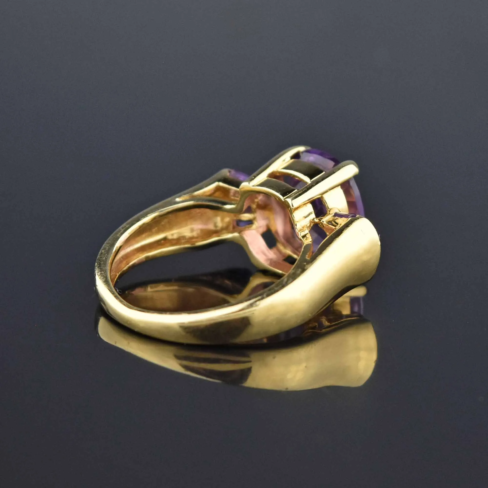 ON HOLD Oval Baguette Natural Amethyst 14K Gold Cocktail Ring