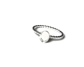 Oval Bezel Cup Ring Blank Beaded Band | 6x4, 7x5, 8x6, 9x7, 10x8 mm