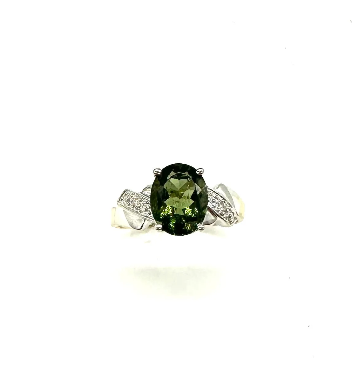 Oval Peridot & Diamond Accent Ring