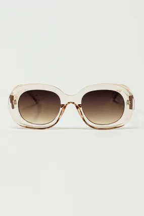 Oversized Circular Sunglasses in translucent white