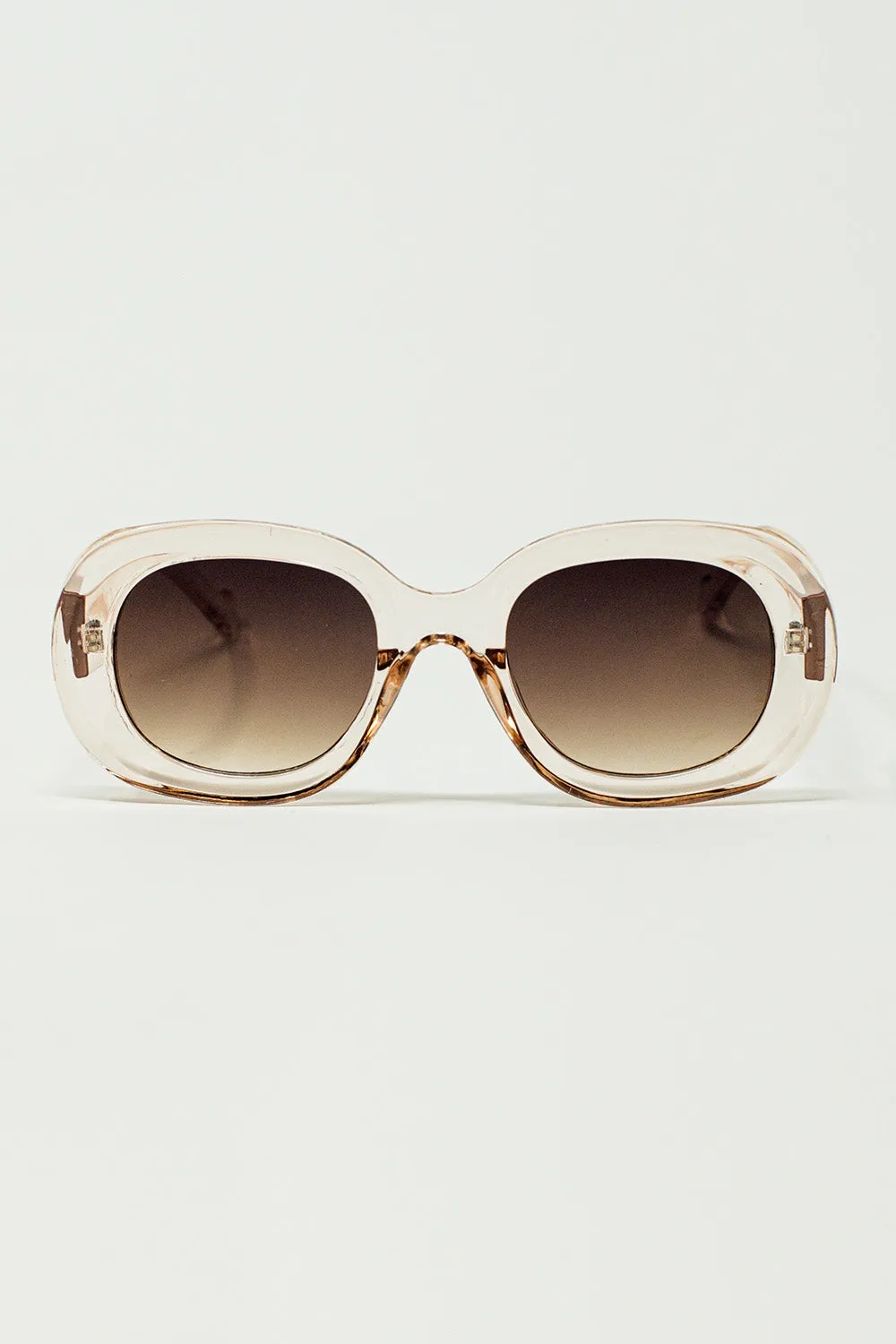 Oversized Circular Sunglasses in translucent white