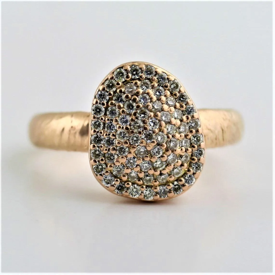 Pave Diamond Rose Gold Textured Finish