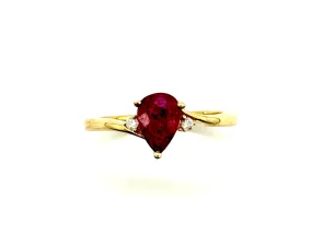 Pear Ruby & Diamond Accent Bypass Ring