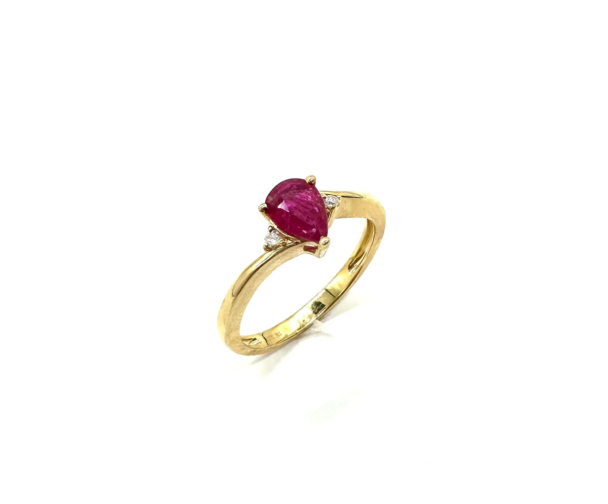 Pear Ruby & Diamond Accent Bypass Ring