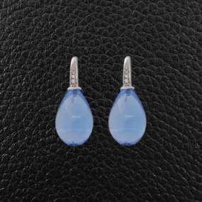 Pear shaped Blue Topaz & Diamond Earrings