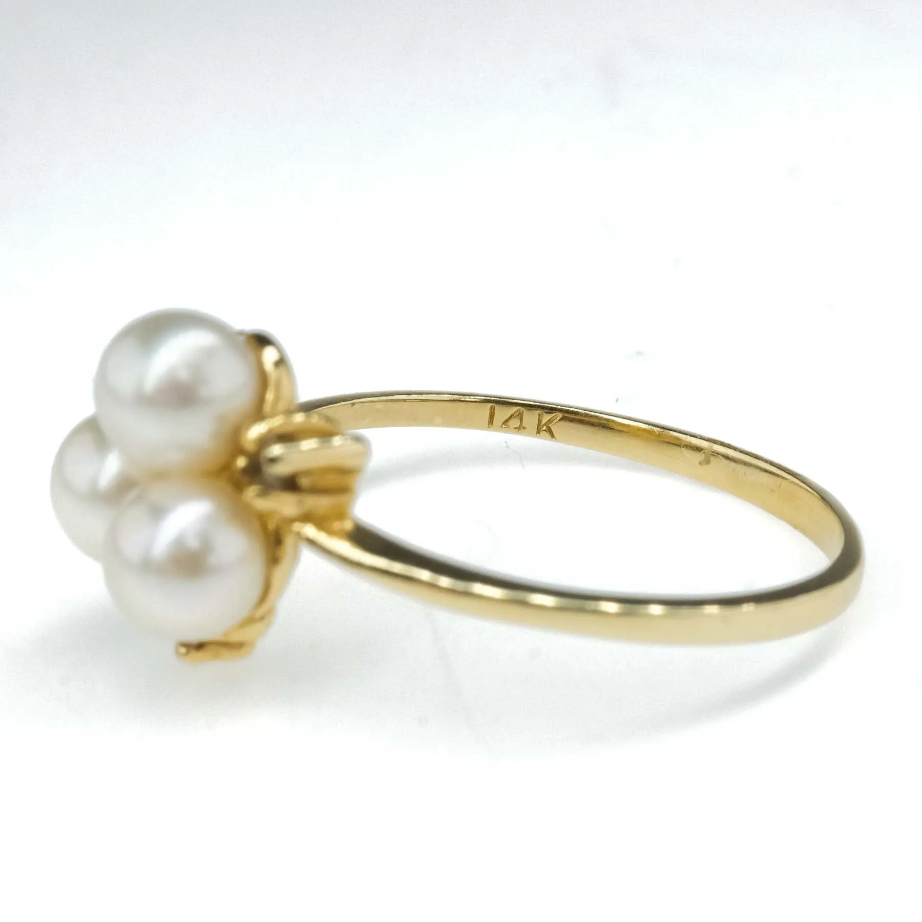 Pearl & Diamond Accented Bypass Ring Size 6.5 in 14K Yellow Gold