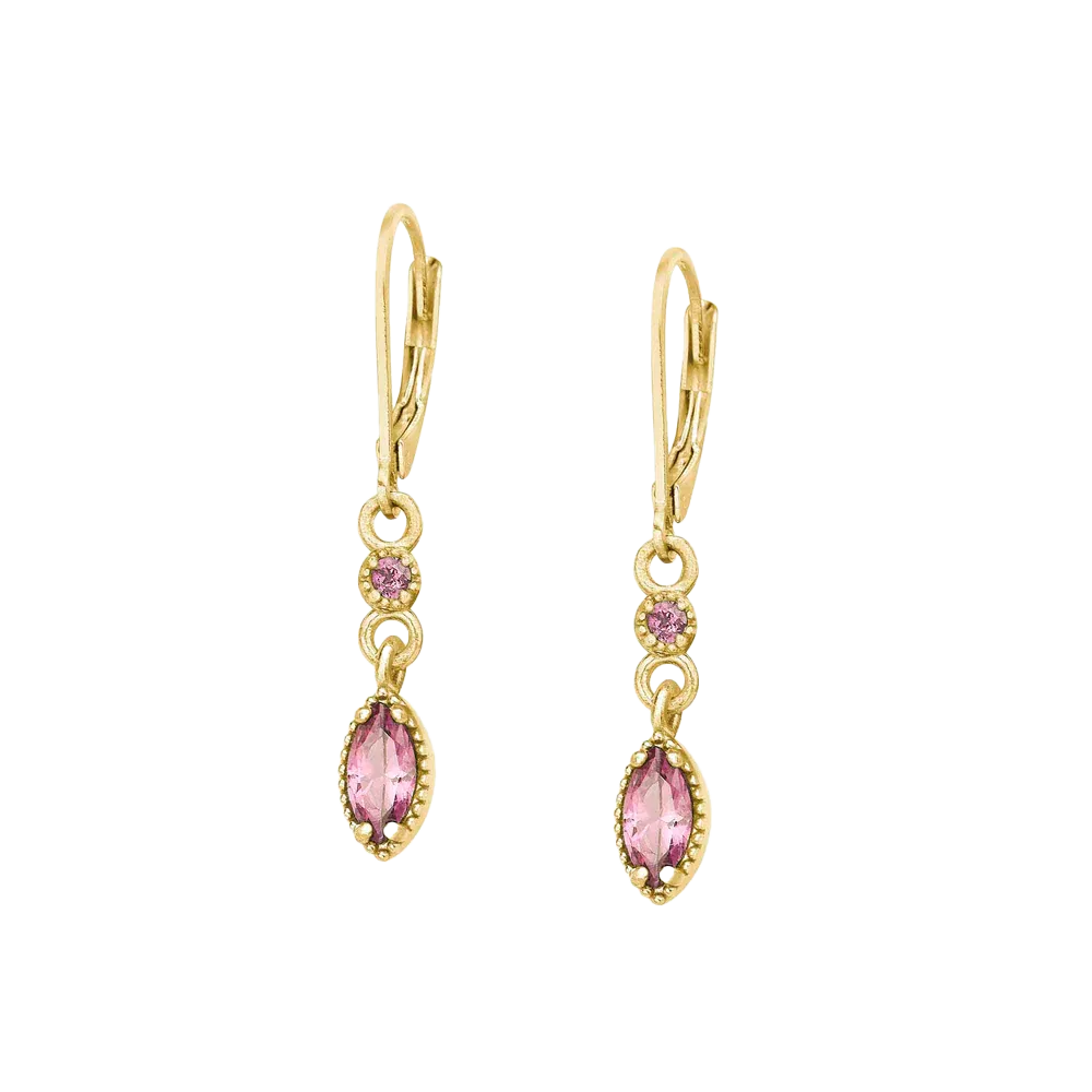 Pink Topaz Petite Drop Earrings