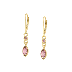 Pink Topaz Petite Drop Earrings